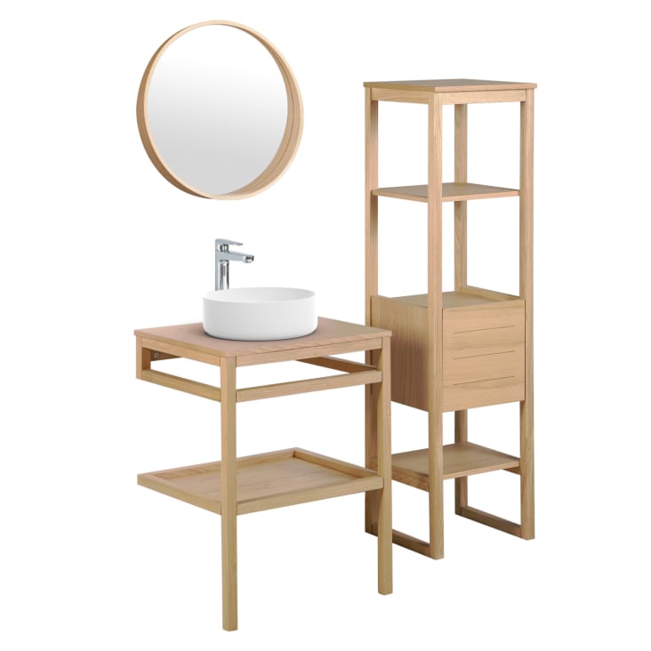 Meuble de salle de bain 60cm avec colonne, miroir et vasque-Hopp