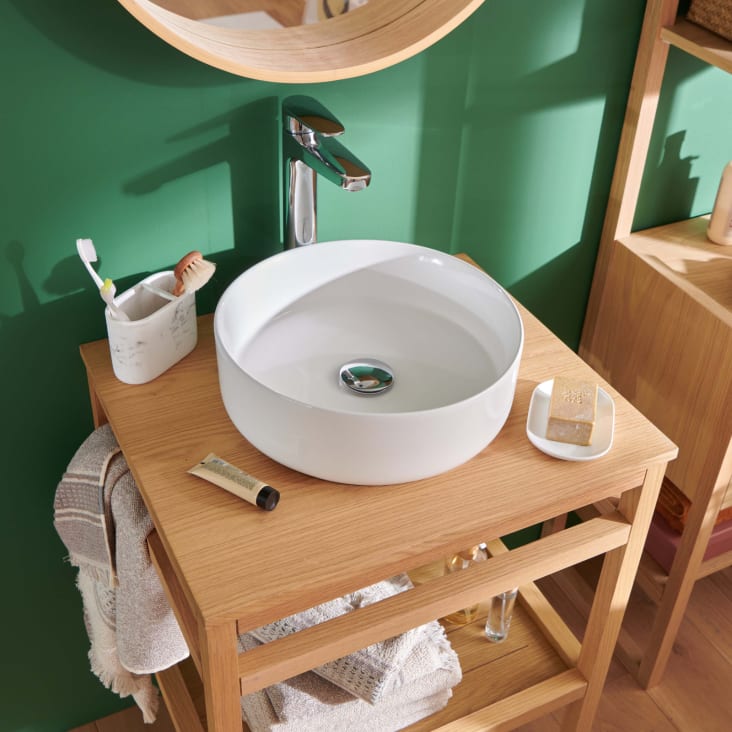 Meuble de salle de bain 60cm avec colonne, miroir et vasque-Hopp cropped-5