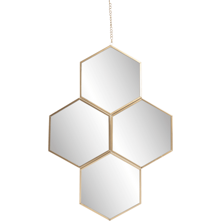 Miroir hexagones en métal 30x45 cm-Miroir