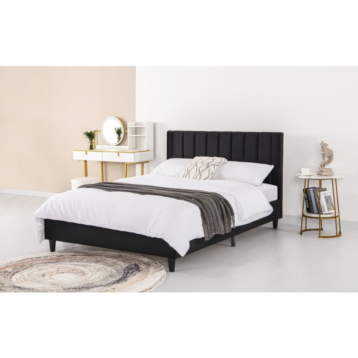 Letto in velluto nero 160x200 Cambridge