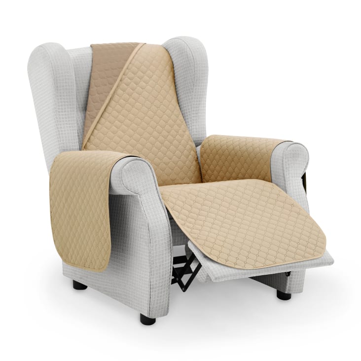 Protector cubre sillón acolchado   55 cm   beige - lino-ROMBOS