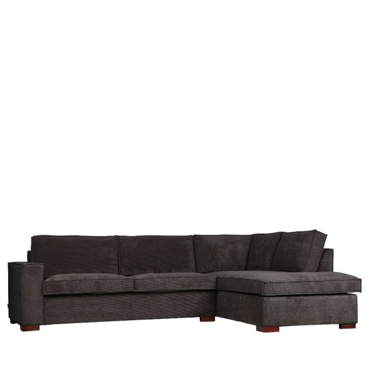 Canapé d'angle à droite tissu côtelé gris foncé-THOMAS cropped-2
