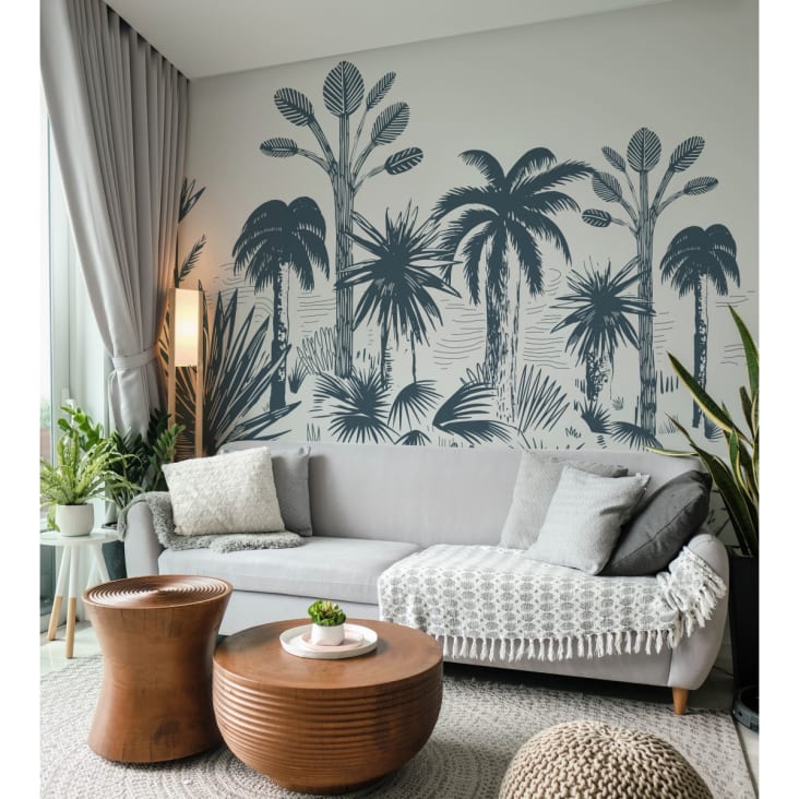 Papier peint panoramique forêt des tropiques 425 x 250 cm gris cropped-2
