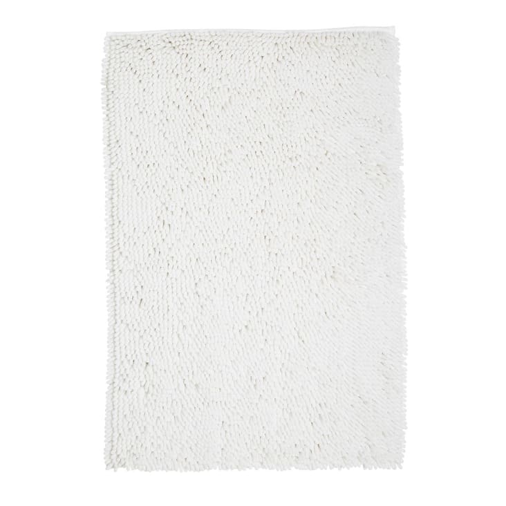 Tapis de bain mèche uni en Polyester Blanc 50x80 cm-Essential