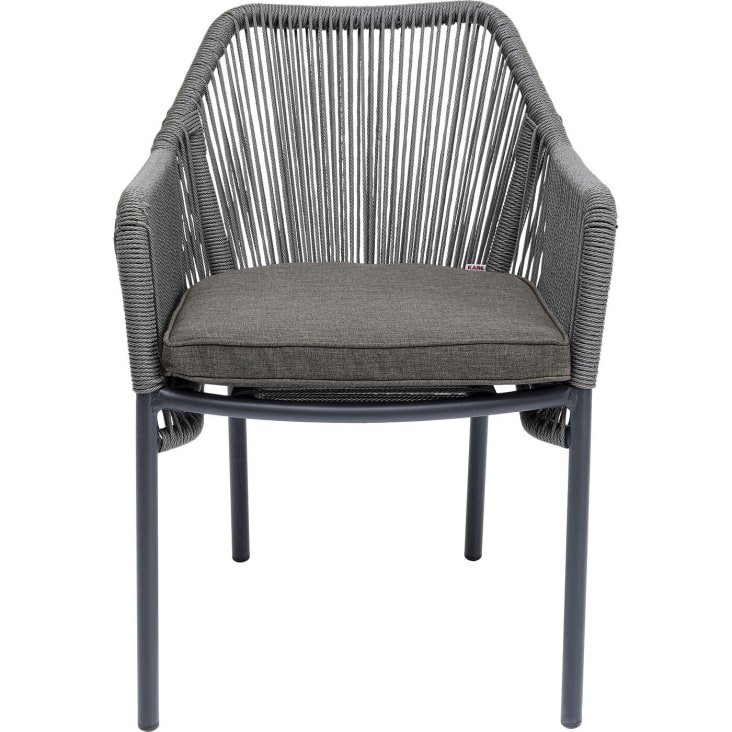 Chaise de jardin avec accoudoirs en alu et polyéthylène gris-Wave