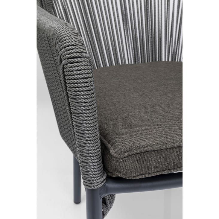 Chaise de jardin avec accoudoirs en alu et polyéthylène gris-Wave cropped-3