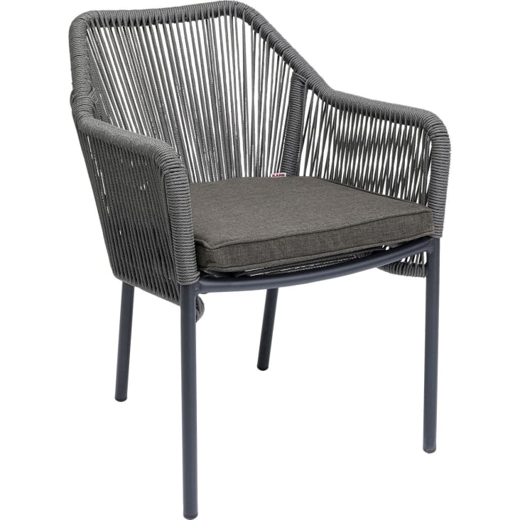 Chaise de jardin avec accoudoirs en alu et polyéthylène gris-Wave cropped-5