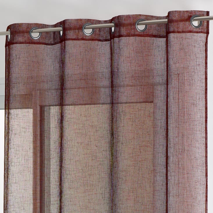 Voilage tamisant en filet rustique polyester terracotta 140x240 cm cropped-2