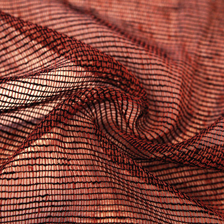 Voilage tamisant en filet rustique polyester terracotta 140x240 cm cropped-3