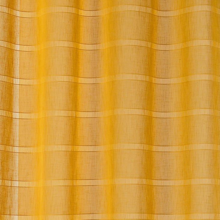 Voilage rayé et tamisant cordelette polyester jaune 140x250 cm cropped-3