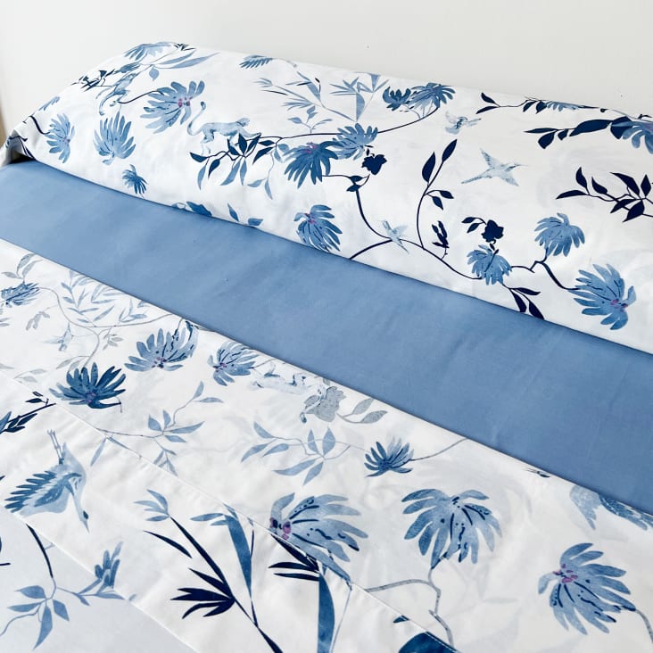 Juego de sábanas 100% algodón estampado monos azules 150x200 BLUE