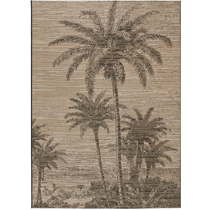 Tapis de jute à motifs tropicals en noir, 160x230 cm-LOTTO