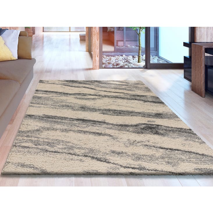 Tappeto Shaggy effetto marmo in grigio, 80X150 cm ULAI