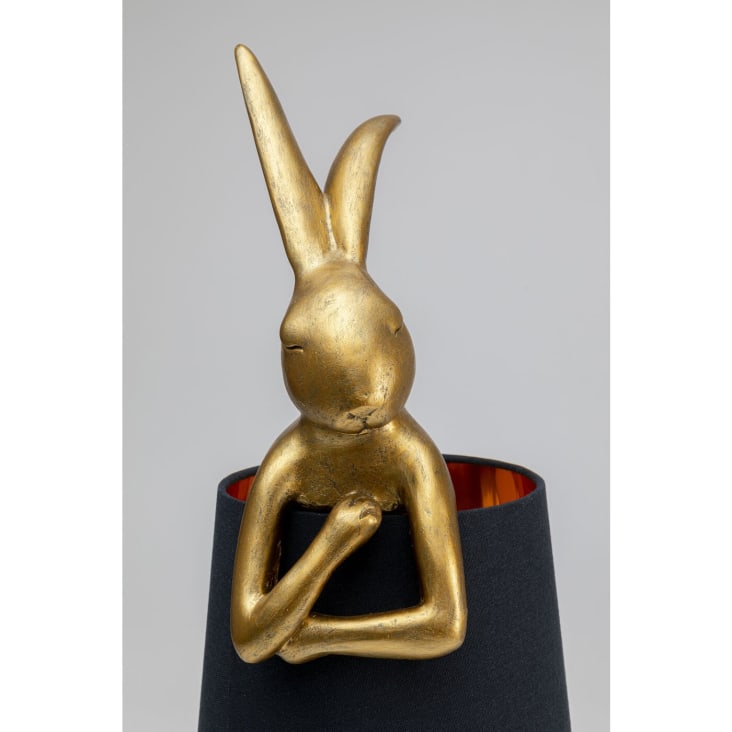 | Lampe Animal du Maisons Kaninchen Schirm, aus Polyresin H68 goldfarbenem Monde und schwarzem