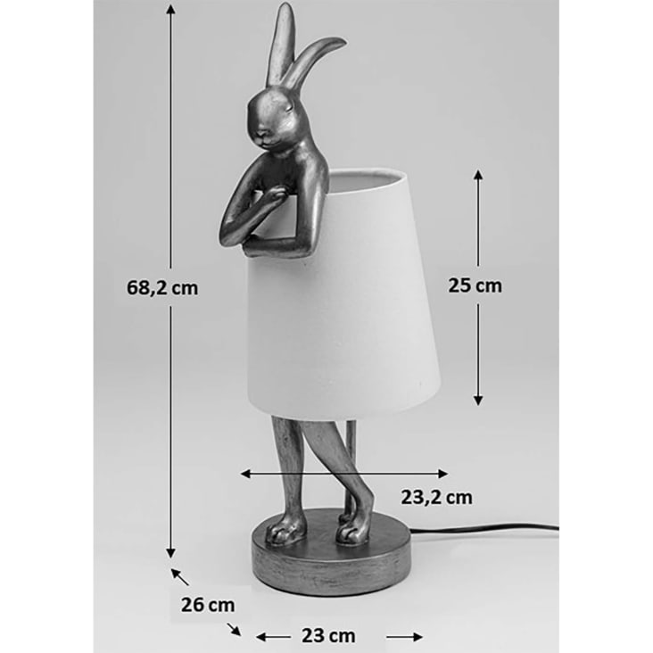 Lampe lapin en polyrésine dorée et abat-jour en lin noir H68 Animal