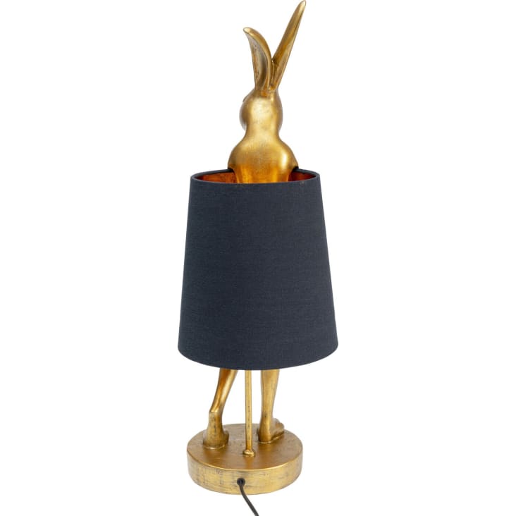 goldfarbenem schwarzem H68 und Maisons Kaninchen Schirm, Monde du Animal aus | Polyresin Lampe