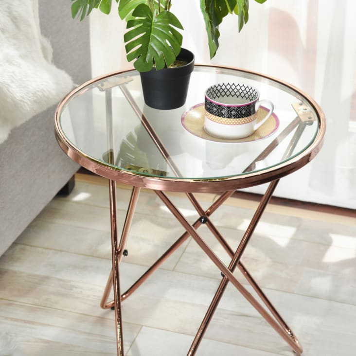 Tavolino rotondo in stile scandinavo in oro rosa