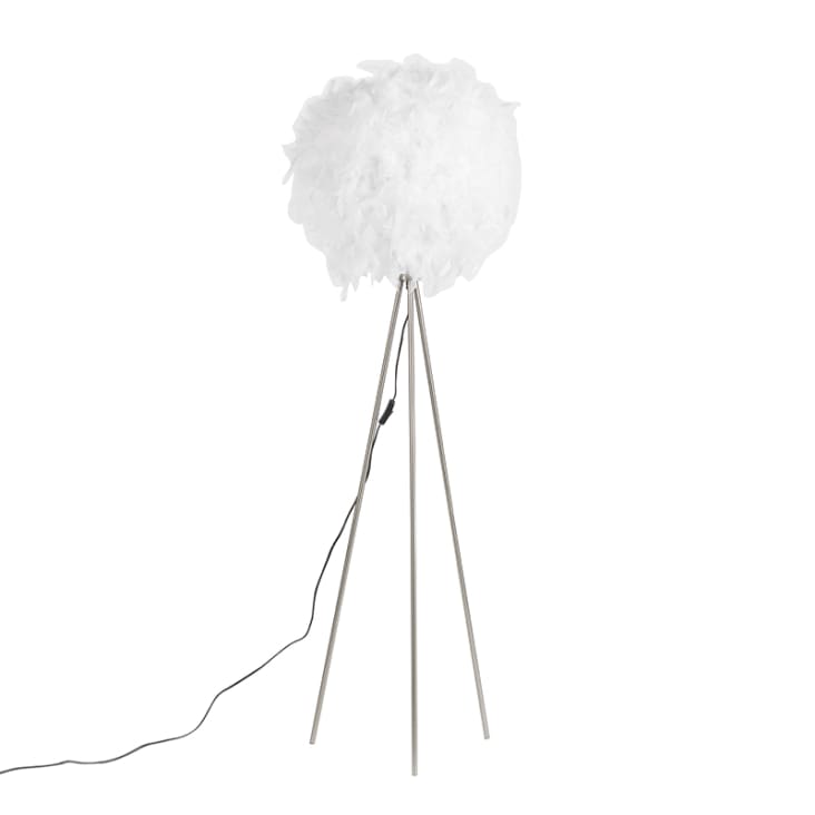 Lampada Da Terra A LED Con Piume Dorate – 170 Cm – Luci Regolabili 3 Colori – Per Soggiorno, Camera Da Letto – Stile Moderno