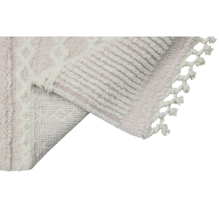 Tapis lavable en laine blanc et rose 120 x 170-Pink nose sheep cropped-4