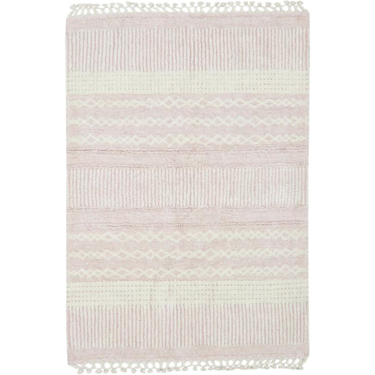 Tapis lavable en laine blanc et rose 120 x 170-Pink nose sheep cropped-5