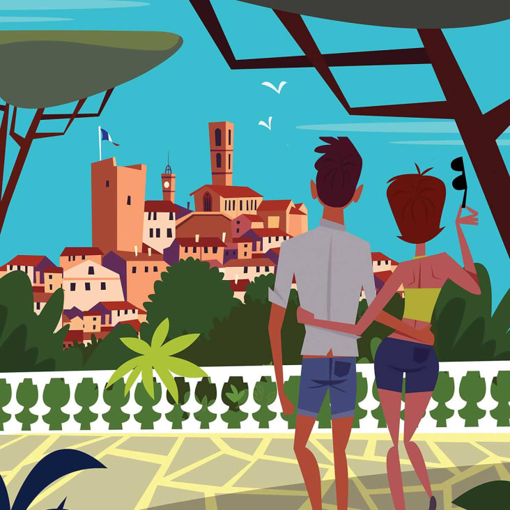 Poster di viaggio di Grasse con marco negro 30x45cm cropped-2