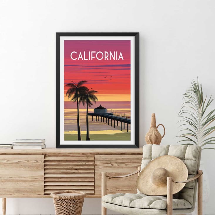 Affiche ville voyage California dream avec cadre noir 60x90cm cropped-2