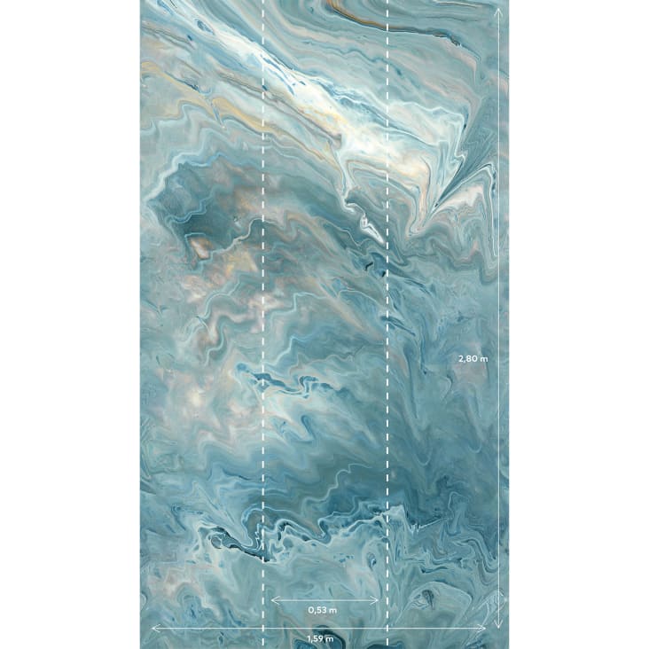 Carta da parati effetto marmo blu 159x280cm