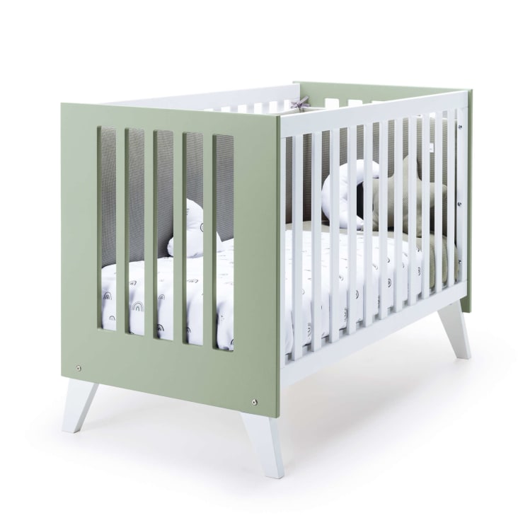 Lit bébé - bureau (2en1) 60x120 cm en vert olive-NEXO