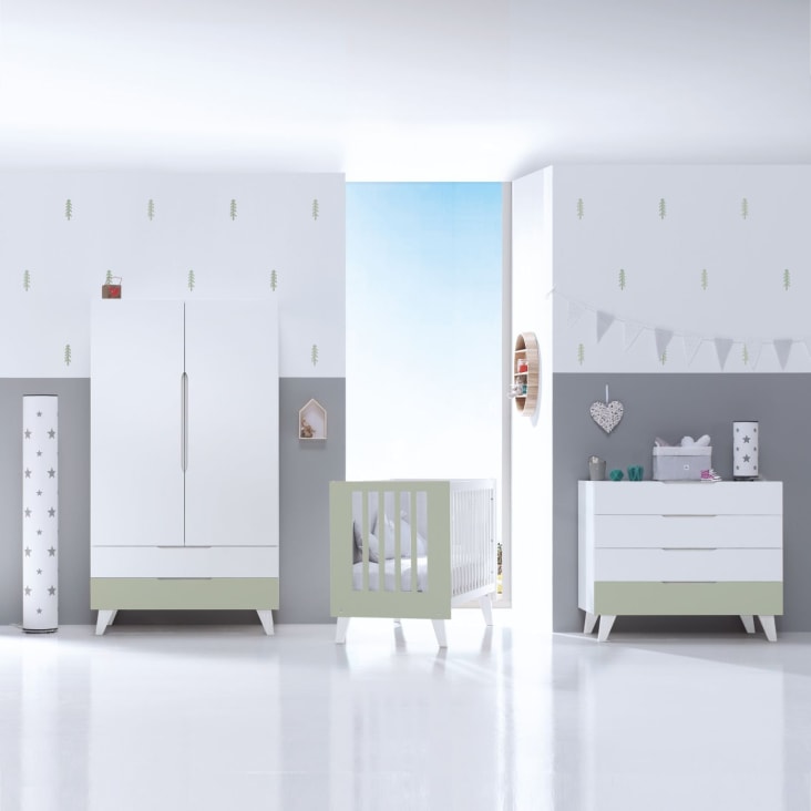 Lit bébé - bureau (2en1) 60x120 cm en vert olive-NEXO cropped-8