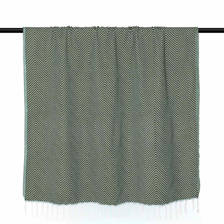 Plaid coton  130x170 vert kaki-Amsterdam cropped-3