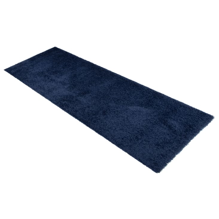 Alfombra de pasillo dormitorio azul marino shaggy 80 x 300 cm ESSENCE ...