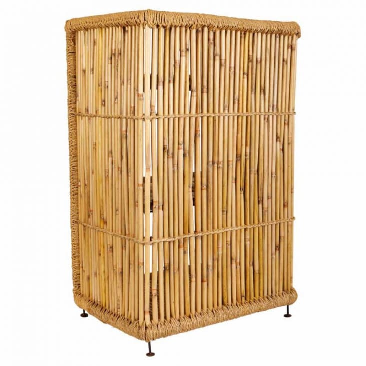 Estantería rejilla con 4 estantes de bambú natural de 64x34x171 cm