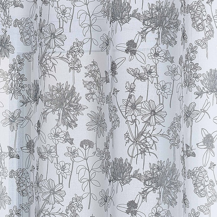 Voilage en étamine fleurie polyester blanc 140x240 cm cropped-3