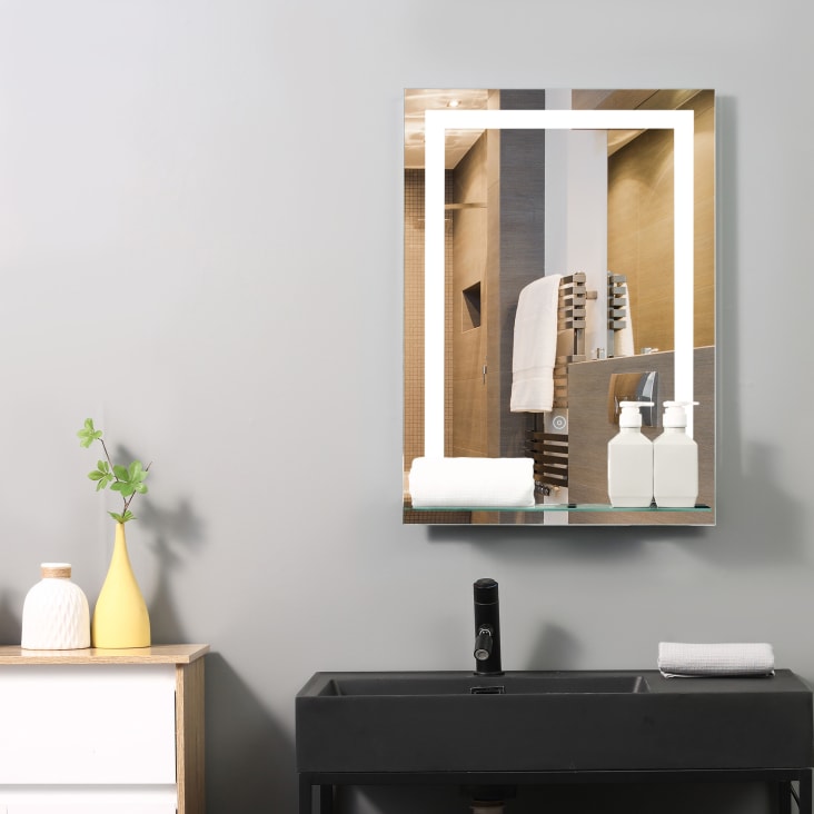 Specchio da bagno con luci a led interruttore touch in vetro argentato