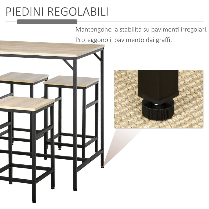 Tavolo Da Bar HOMCOM 118x58x98 Cm - Piano In MDF Effetto Marmo, Gambe In Metallo Nero - Foto 10