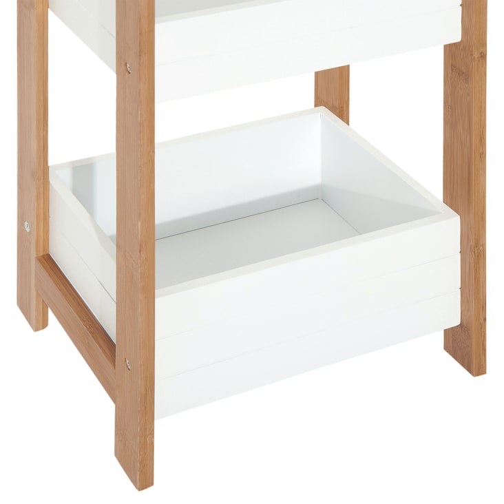 Scaffale Bagno Con Specchio A Figura Intera E 6 Ripiani – In Bambù, Stabile E Capiente (35x35x168 Cm)