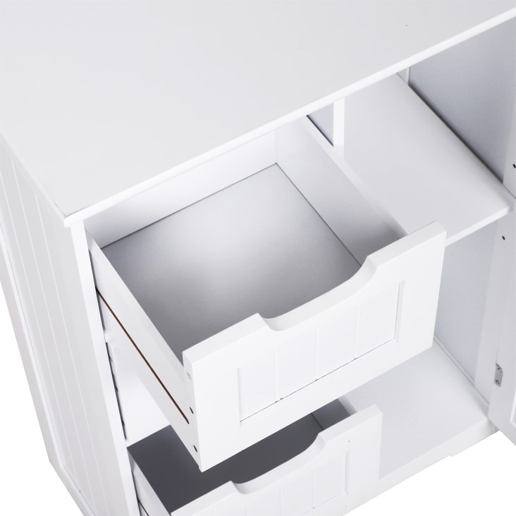 kleankin Mobile bagno moderno Colonna ausiliaria bagno Mobile bagno a pavimento con ripiani regolabili e porta rotolo di carta 18x20x80 cm Bianco