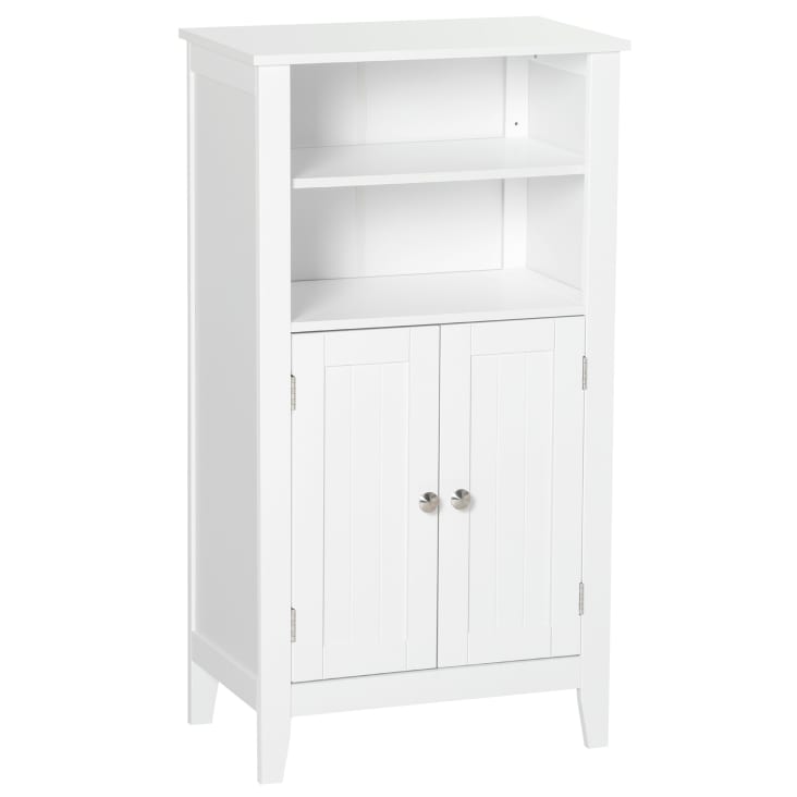 kleankin Colonna Bagno con 2 Armadietti e 2 Ripiani Aperti, Mobile Bagno in MDF con Superficie Liscia, 30x32x172.5 cm, color Legno