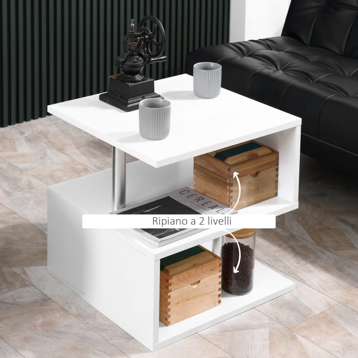 HOMCOM Tavolino Da Salotto In Legno Bianco 94x44x43 Cm - Tavolino Basso Moderno, Carico 50 Kg - Foto 11