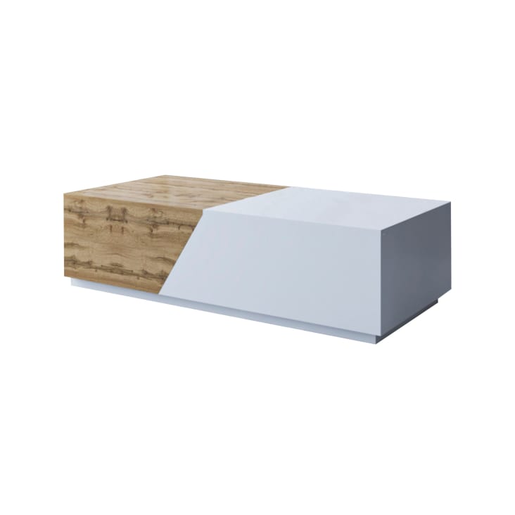 Table basse style industriel 124 cm bois / blanc-Pitt