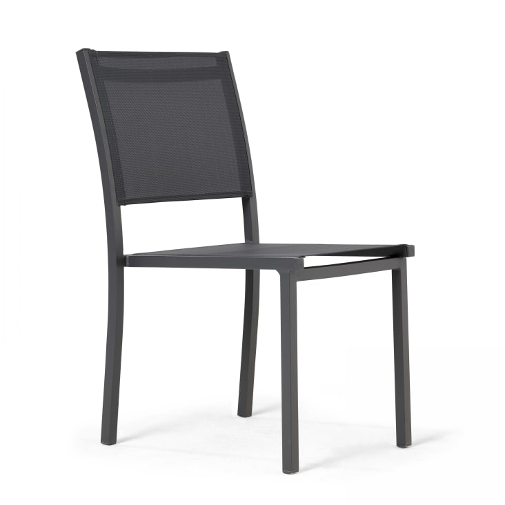 Chaise de jardin aluminium et textilène gris-Nice