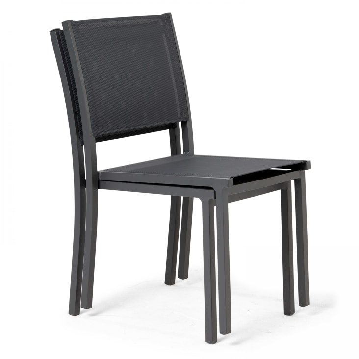 Chaise de jardin aluminium et textilène gris-Nice cropped-3