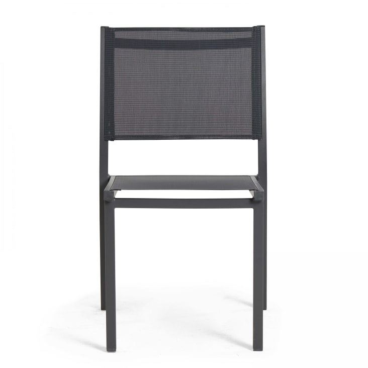 Chaise de jardin aluminium et textilène gris-Nice cropped-4