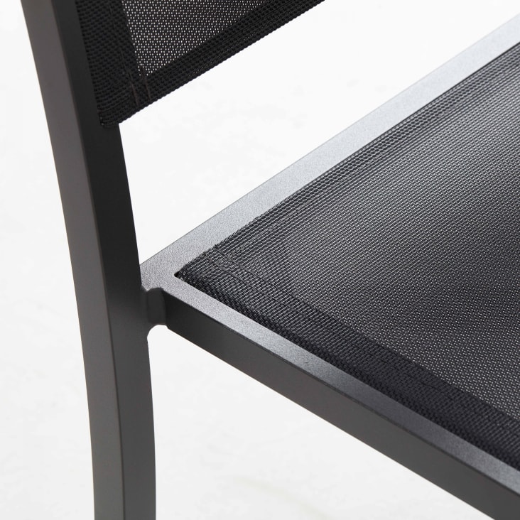 Chaise de jardin aluminium et textilène gris-Nice cropped-8