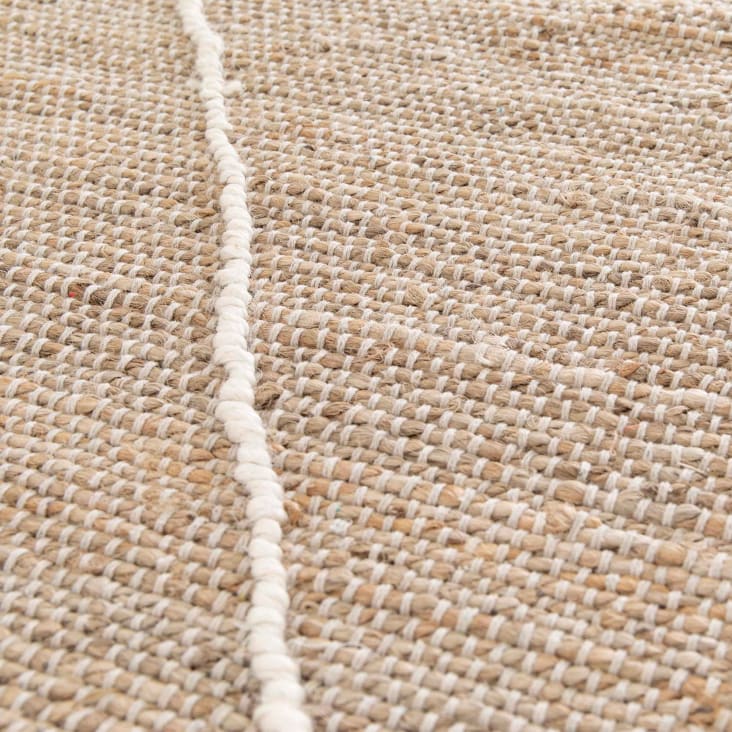 S & L Homes Jute-Teppich Handgewebt – 1,5x2,4m, Naturfarben, Baumwollanteil, Rustikales Boho-Dekor