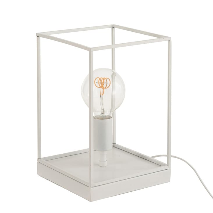 Lámpara 1 lámpara rectangular marco metal blanco alt. 30 cm