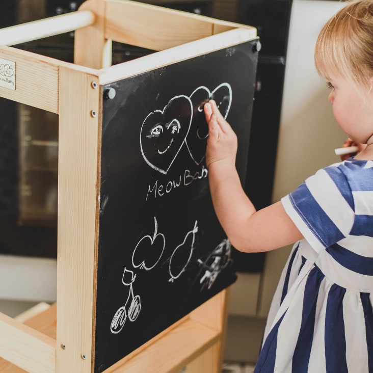 Tour d'observation enfant Montessori bois blanc/gris apprentissage