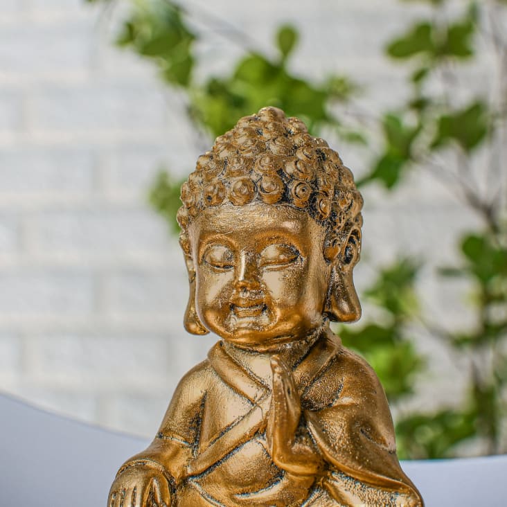 Statuette décoration à poser Bouddha baby zen en résine doré - H11 cm  BOUDDHA
