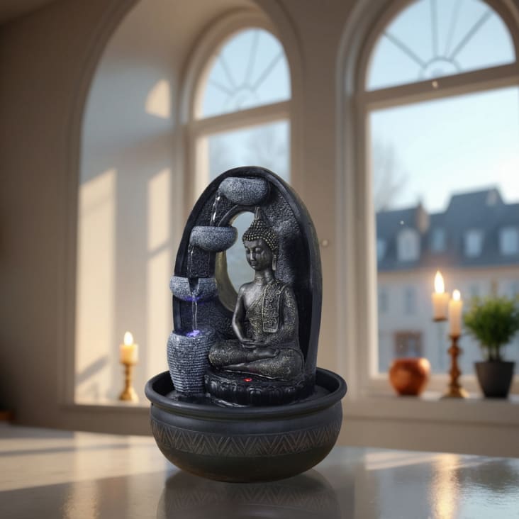 Vaguelly Buddha Kerzenständer Aus Kunstharz - Vintage Teelichthalter Gold 14,5cm