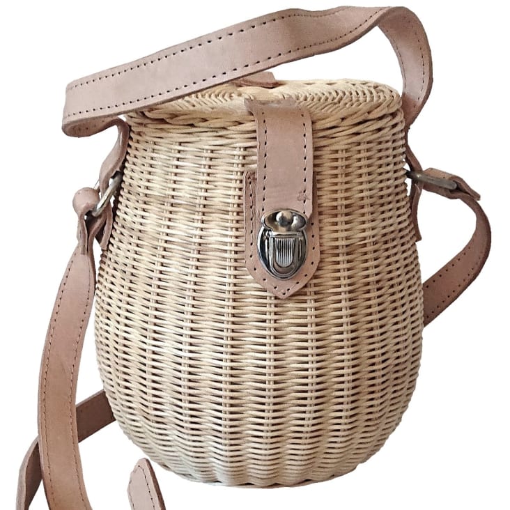 Borsa in rattan tracolla in pelle HONEY | Maisons du Monde